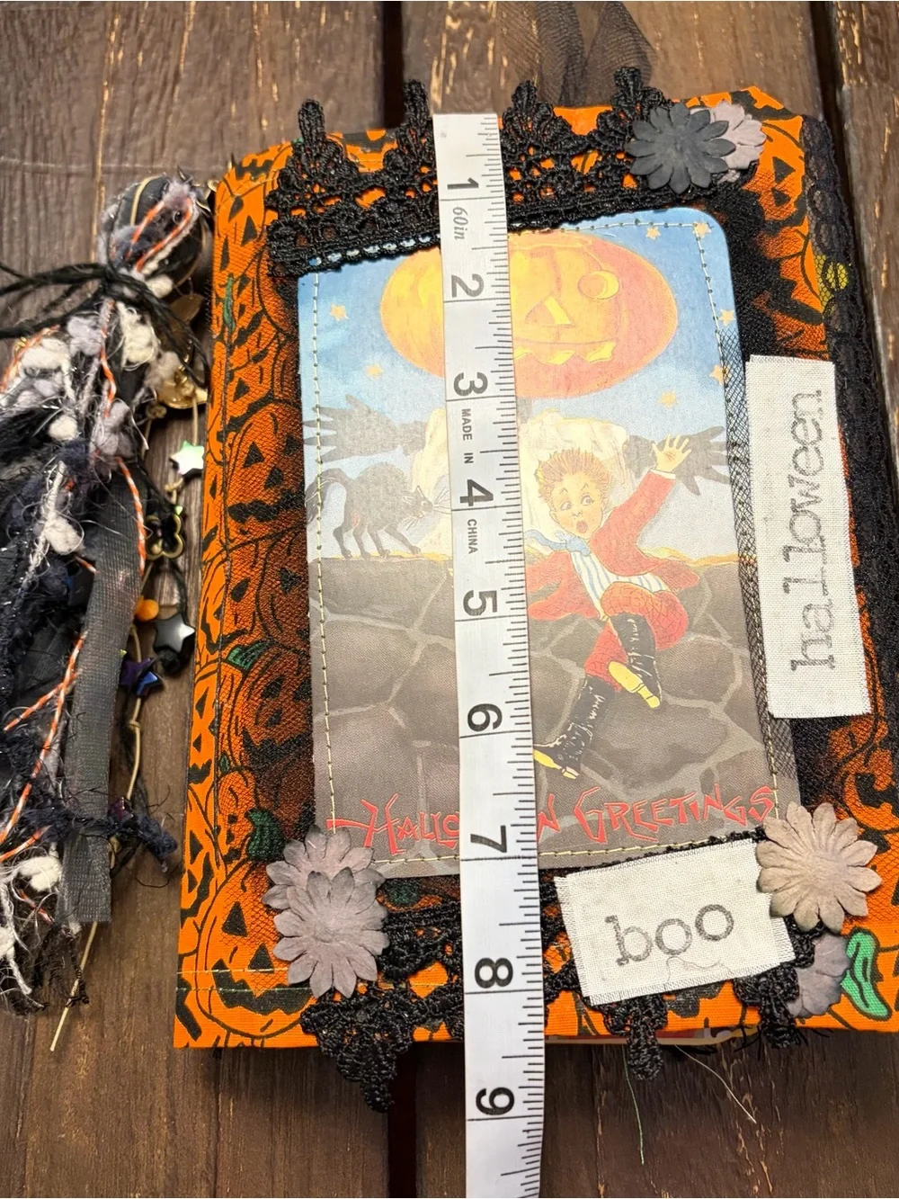 Halloween Junk Journal Vintage Fabric Pumpkins Softcover Decorated 3 Signatures